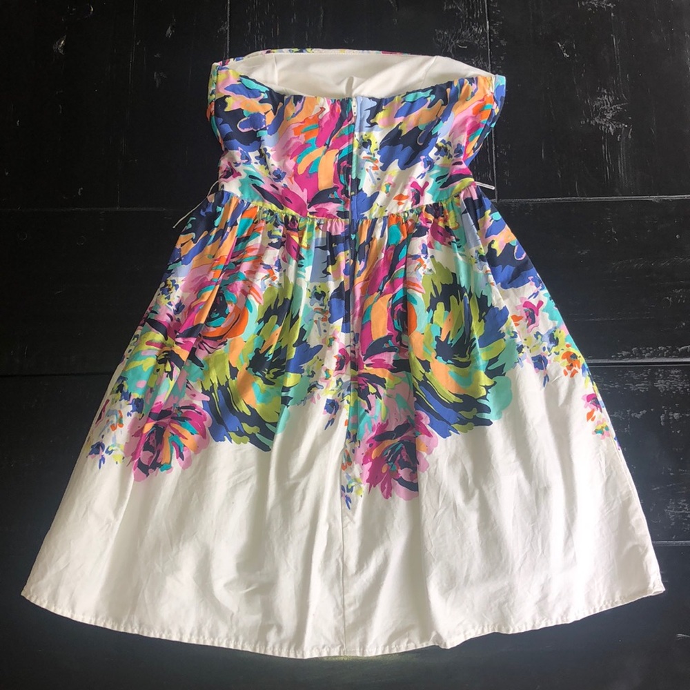 COLORFUL/WHITE STRAPLESS DRESS - Picture 3 of 4